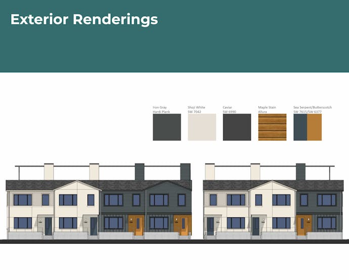 Exterior renderings of the Victoria Commons townhomes