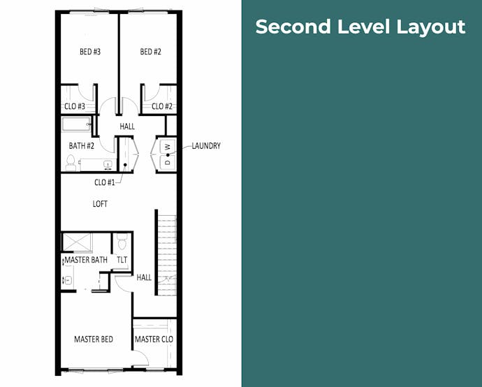  Second level layout of the Victoria Commons townhomes