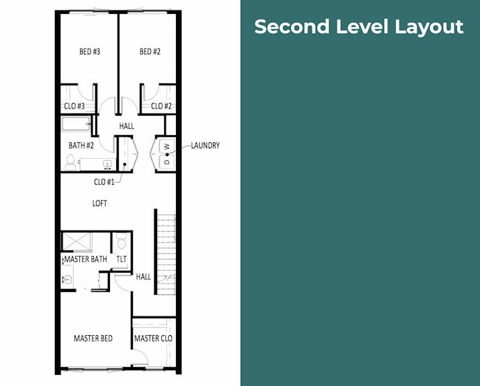  Second level layout of the Whimbrel Landing townhomes